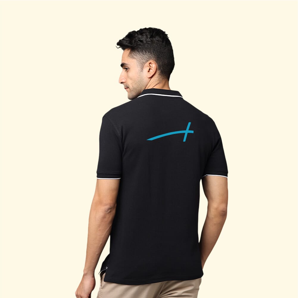 Greys&Blues Pima Collar T-Shirt- Black with White SH